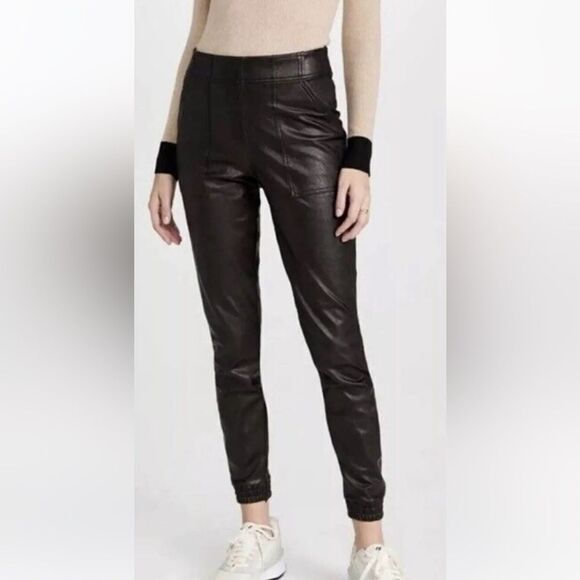 New Spanx Leather Like Jogger Black Large - Picture 1 of 15